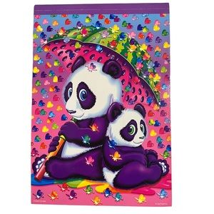 Lisa Frank Vintage Lulu & Ling Ling Pandas w Umbrella Paper Notepad
